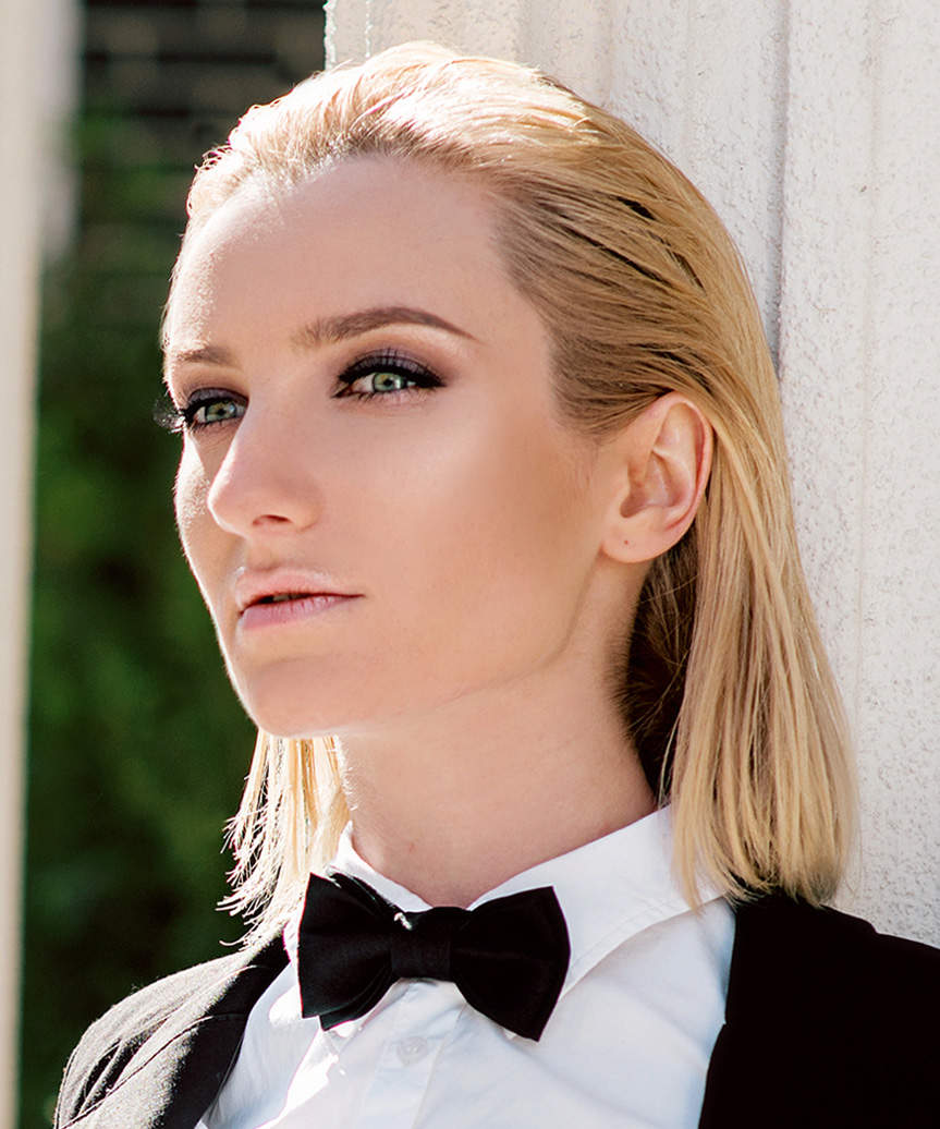 Slicked-Back Medium-Length Wet-Look Hairstyle - side view