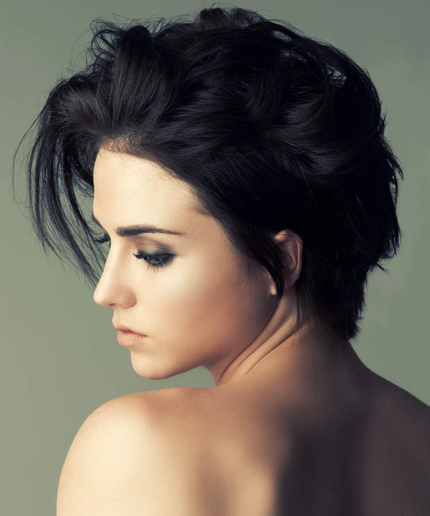 Edgy Voluminous Pixie Cut With Messy Side-Swept Bangs - side view