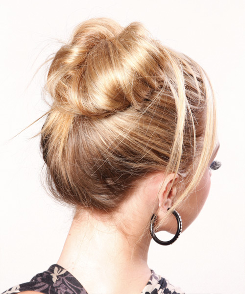 Long Straight    Blonde Updo Hairstyle - side view