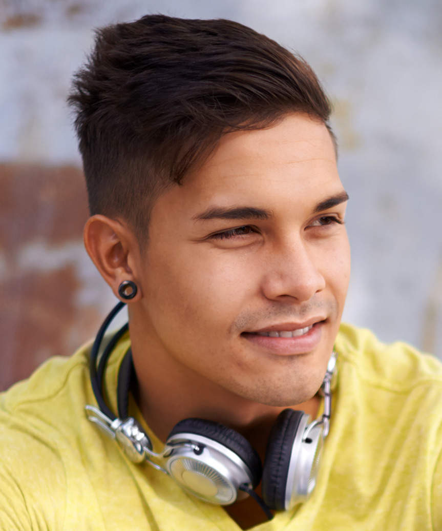 Quiff Hairstyle For Men With Taper Fade - side view