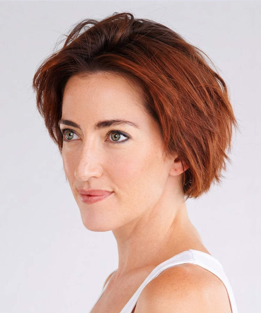 Messy Chin-Length Bob Haircut - side view