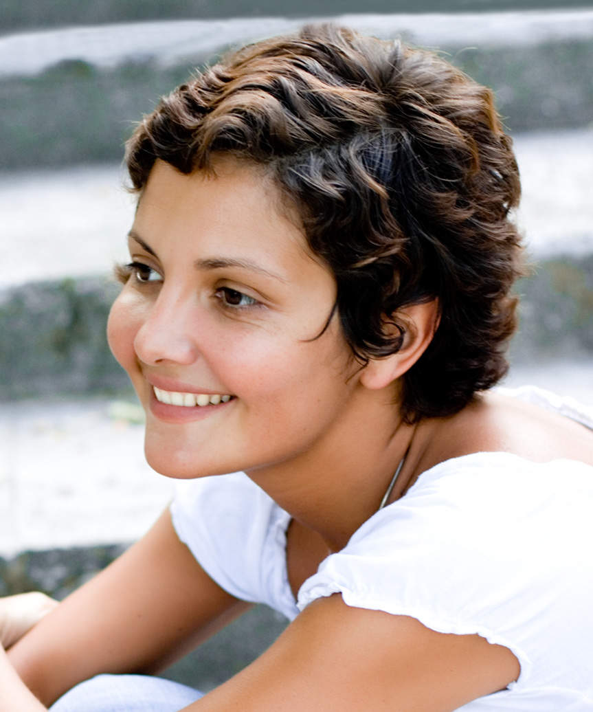 Pixie Cut With Natural Curls - side view