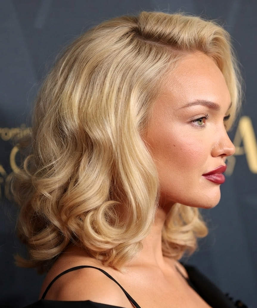 Natalie Alyn Lind Medium-Length Hairstyle With Mid-To-End Curls - side view