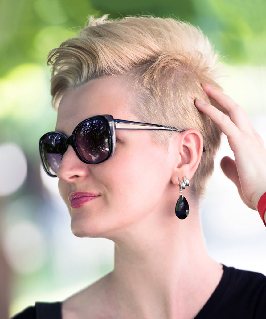 Modern Pixie Cut With Voluminous Top - side view