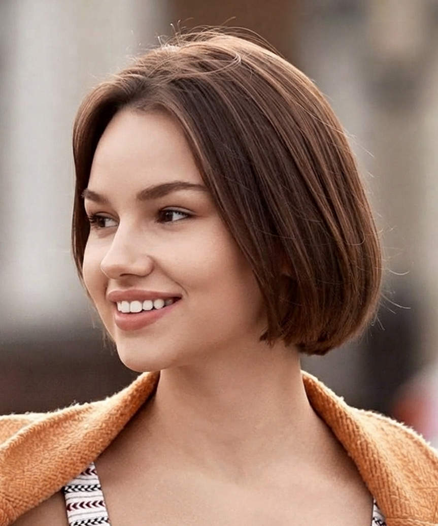 Classic Chin-Length Bob With Soft Inward-Curving Ends - side view