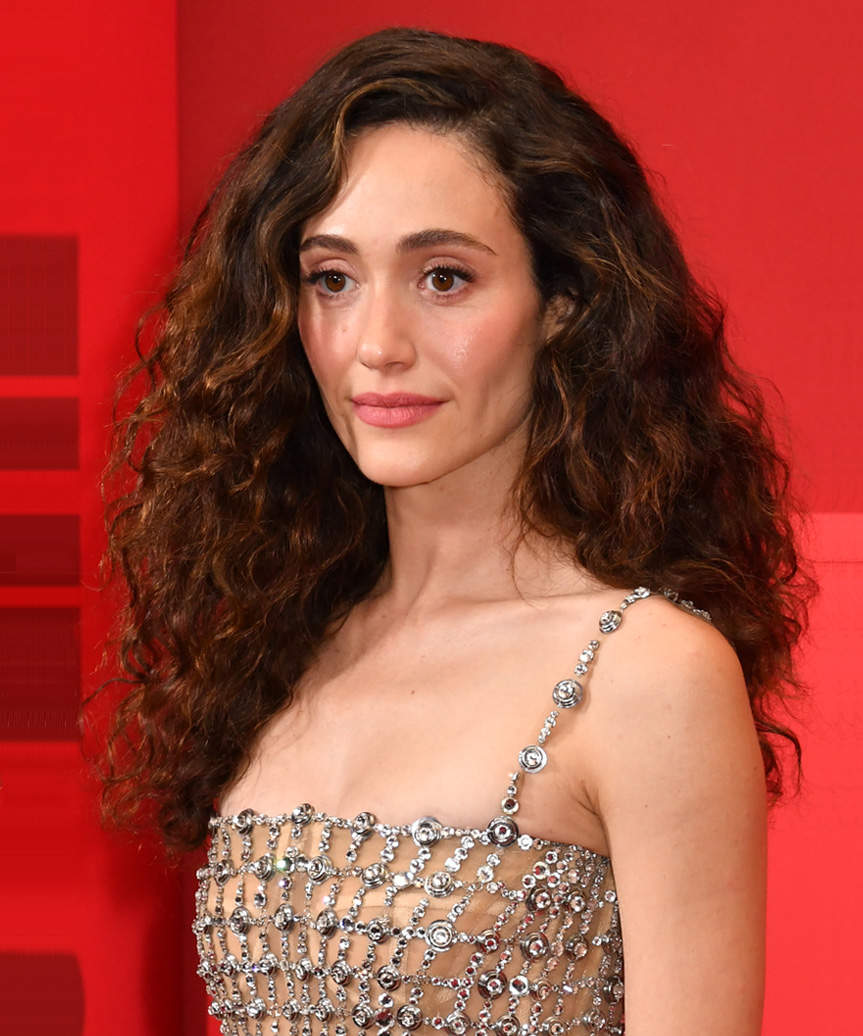 Emmy Rossum Long Hairstyle With Voluminous Curls - side view