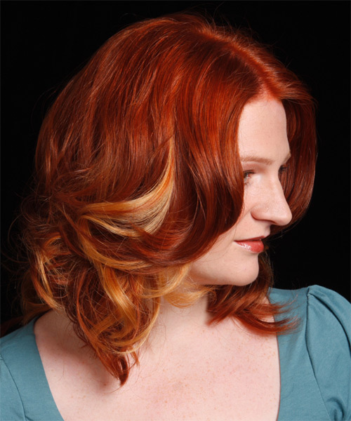  Half Wave Hairstyle With Bright Red Color - side view