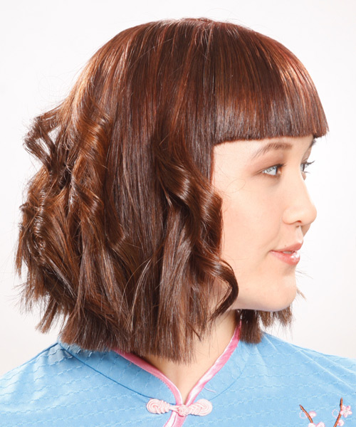  With Contrasting Smooth Bangs And Curls - side view