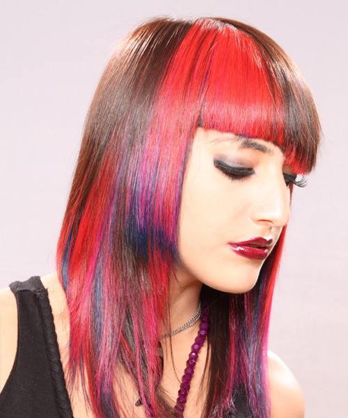  And Daring Pink Sleek Hairstyle With Asymmetrical Bangs - side view