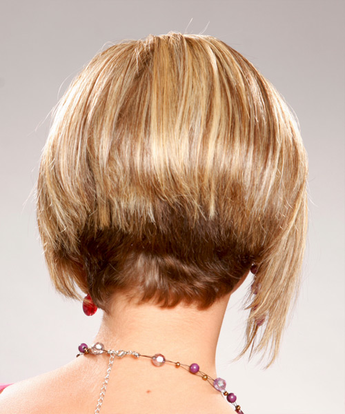 Short And Sleek Golden Blonde Chin-Length  With Tapered Back - side view