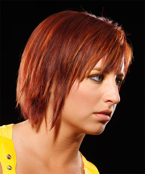  Straight And Edgy Copper Hairstyle - side view