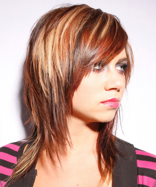 Long And Flamboyant Edgy Red Hairstyle - side view