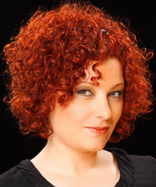 Red Hairstyle With Tight Curls And Volume - side view