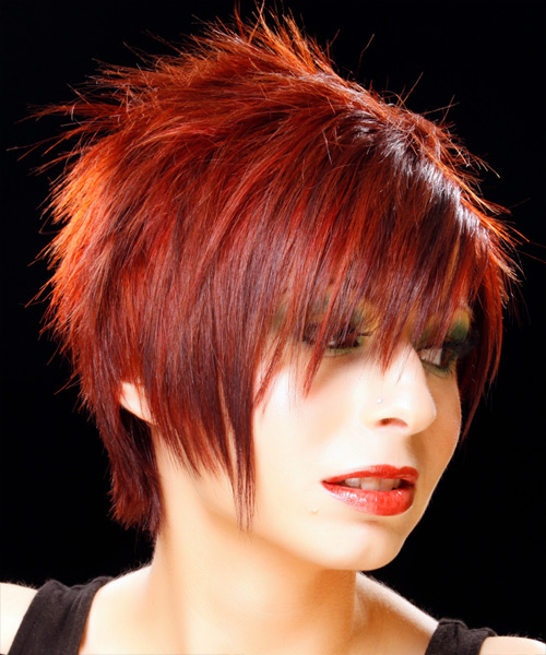  Bold And Sleek Red Hairstyle With Height And Volume - side view
