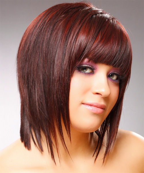 Red Bob Hairstyle with bangs