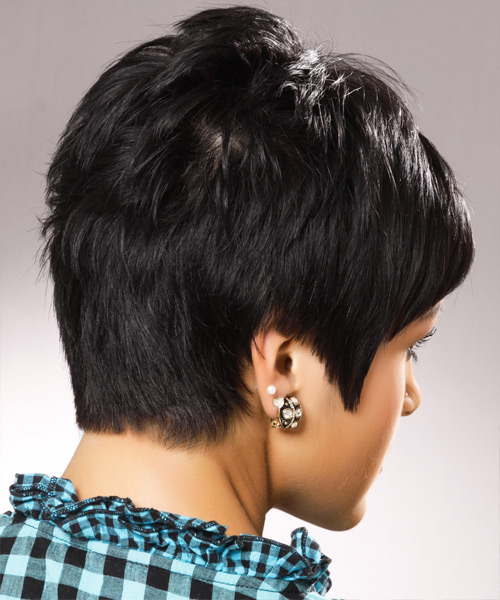  Short Straight   Black Ash    Hairstyle   - Side View