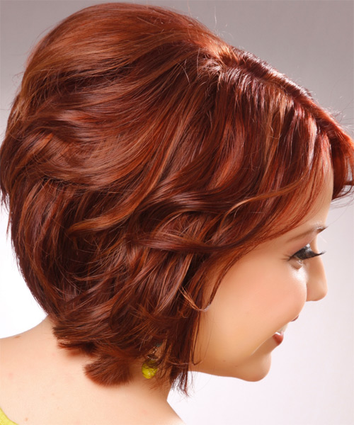 Red Hot  Hairstyle With Plenty Of Layers - side view
