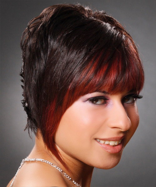  Two-tone Hairstyle With Chocolate Brown And Red Hair Colors - side view