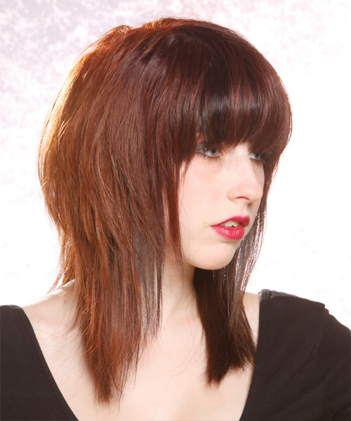  Straight Hairstyle With Choppy Layers And Smoothed-Out Bangs - side view