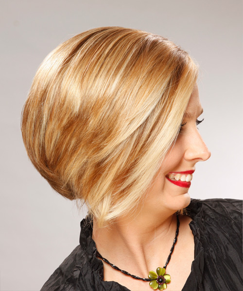 Straight Chin-length Blonde Hairstyle - side view