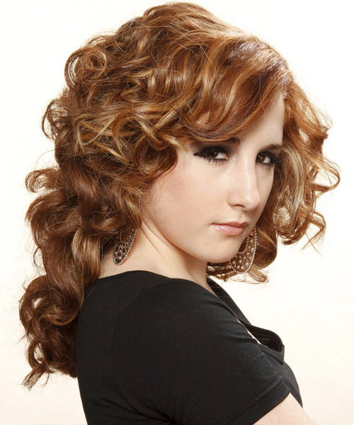  Copper Brown Hairstyle With Curls - side view