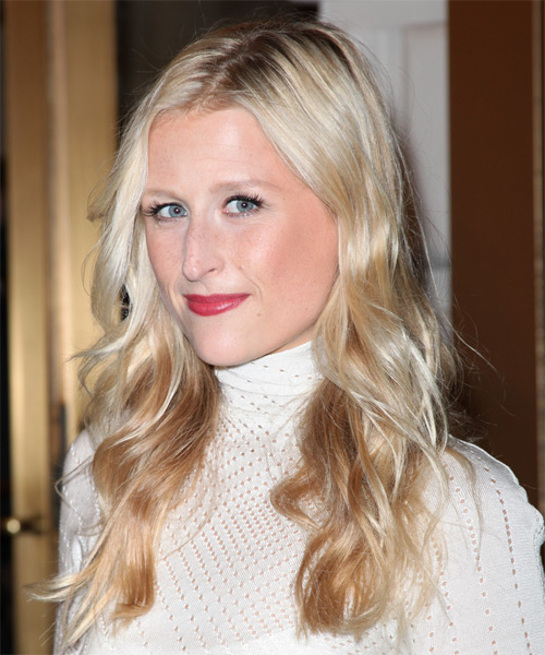 Mamie Gummer Long Wavy   Light Golden Blonde and Champagne Two-Tone - side view