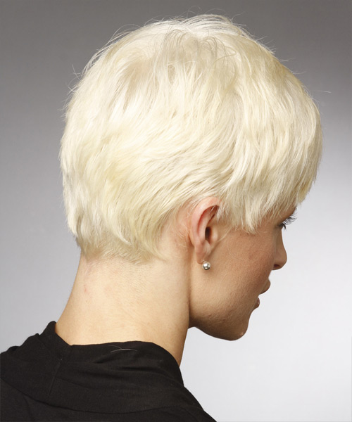      Platinum Pixie  Cut with Side Swept Bangs  - Side View