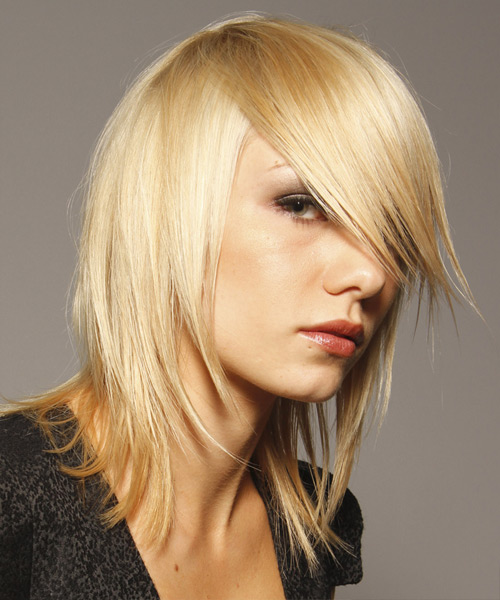  Medium Straight   Light Blonde   Hairstyle   - Side View