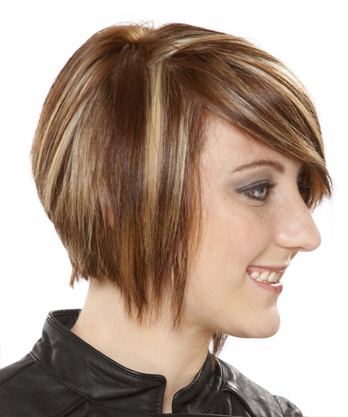 Short Tapered Caramel Brunette Hairstyle Hairstyle with Highlights