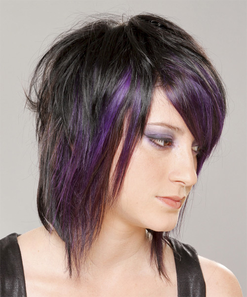 Straight Shoulder-Length  With Razor Cut Bangs - side view