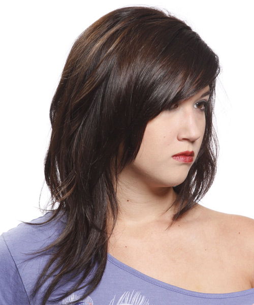  Layered Mocha Hairstyle With Side Part - side view