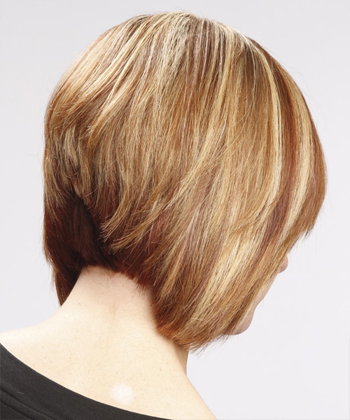 Straight Layered  Light Caramel Brunette with Side Swept Bangs  and Light Blonde Highlights - side view