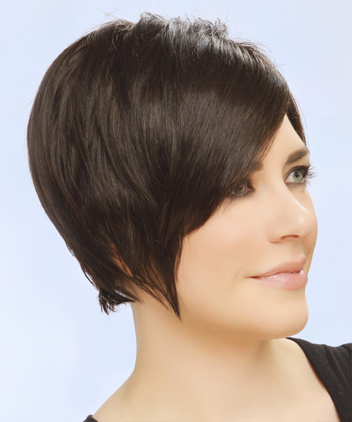 Short Chic Dark Brunette Hairstyle - side view