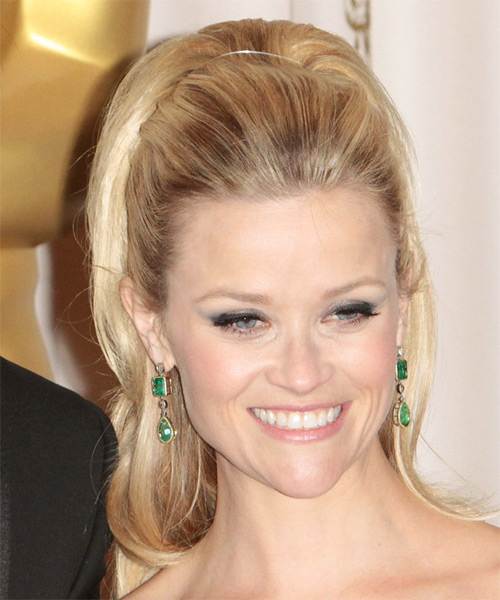 Reese Witherspoon Long Curly   Light Blonde and  Brunette Two-Tone  Half Up Half Down - side view