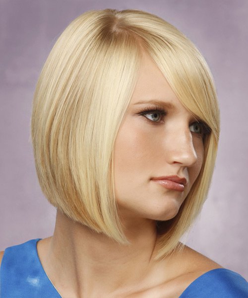 Straight   Light Blonde with Side Swept Bangs - side view