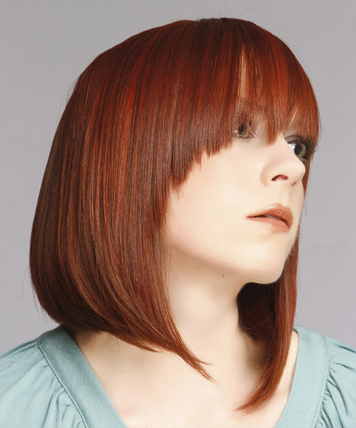 Straight   Ginger with Asymmetrical Bangs - side view