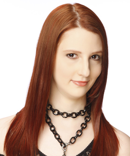 Long Straight Auburn Red Hairstyle