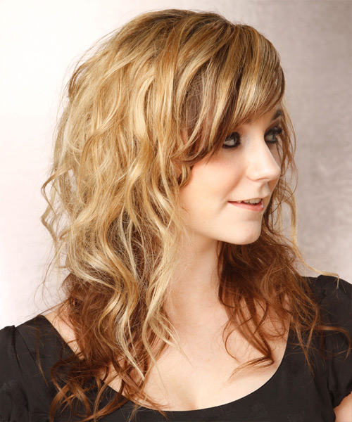 Wavy   Light Caramel Brunette and Light Blonde Two-Tone - side view