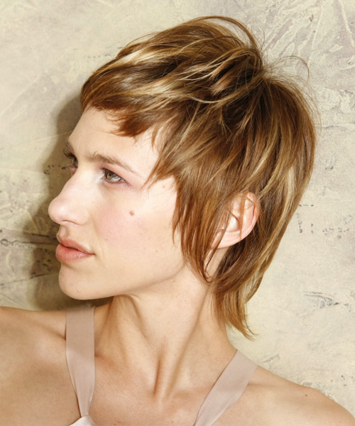 Funky  Caramel Hairstyle With Short Bangs - side view