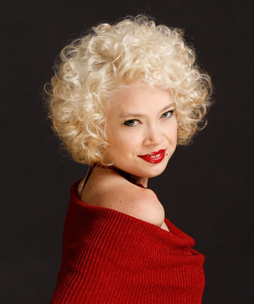  Face-Framing Platinum Hairstyle With Curls - side view