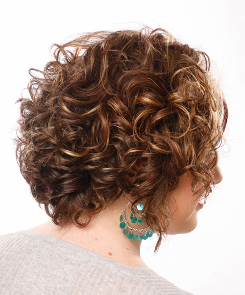 Wavy    Chocolate Brunette with Side Swept Bangs  and Light Blonde Highlights - side view