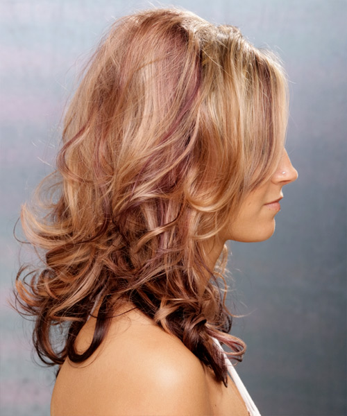 Wavy    Brunette and  Blonde Two-Tone - side view