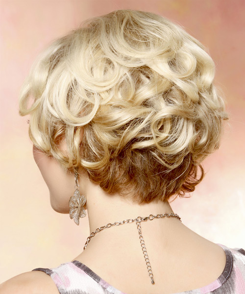 Short Curly Layered Light Golden Blonde Bob Haircut with ...