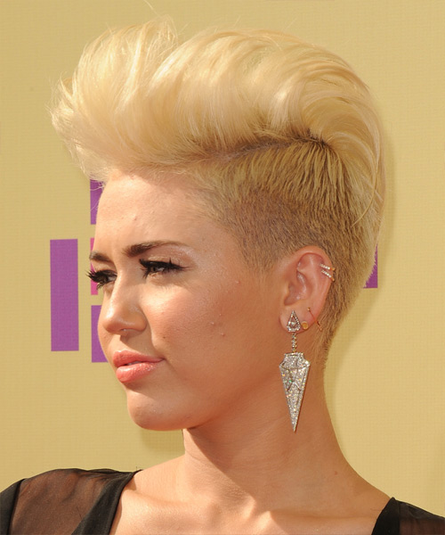 Miley Cyrus Short Mohawk With A Pompadour - side view