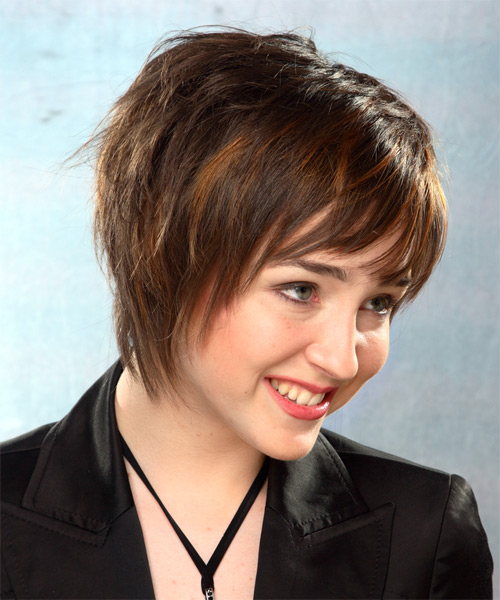  Full-Bodied Chocolate Hairstyle With Bangs - side view