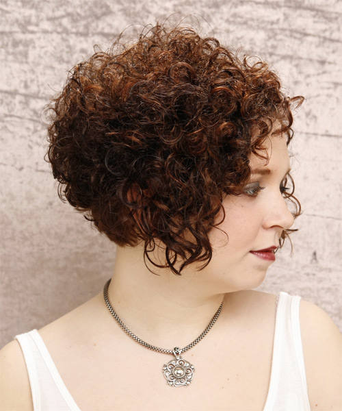  Short Curly   Dark Auburn Brunette   Hairstyle   - Side View