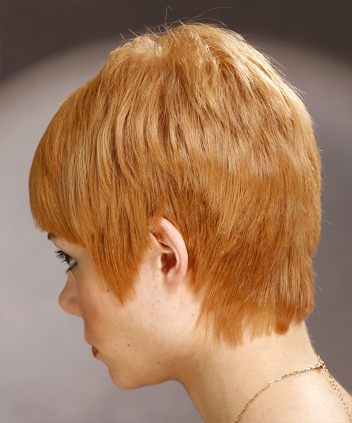 Softly Layered  With Thick Bangs - side view