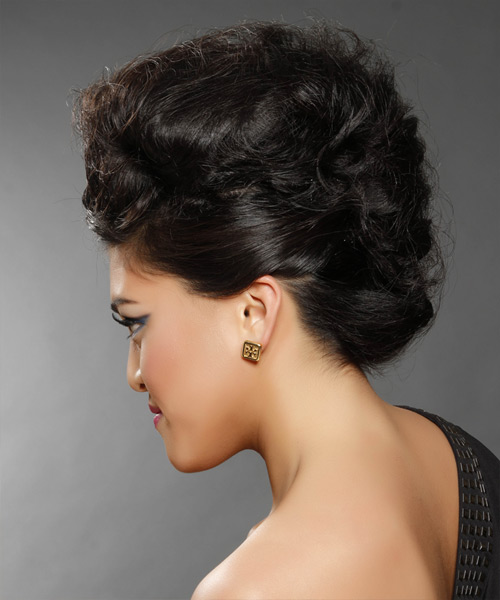 Fake Mohawk Updo With Natural Black Hair Color - side view