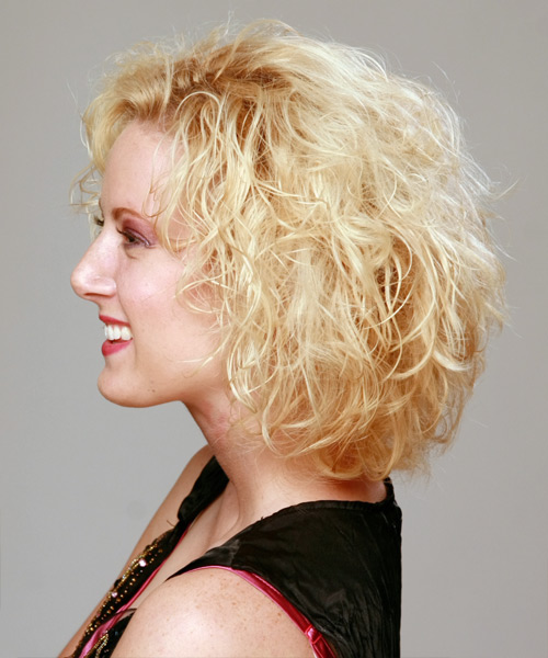  Medium Curly   Light Golden Blonde   Hairstyle   - Side View