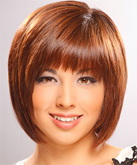 Medium Straight    Ginger Brunette Bob  Haircut- Visual Story